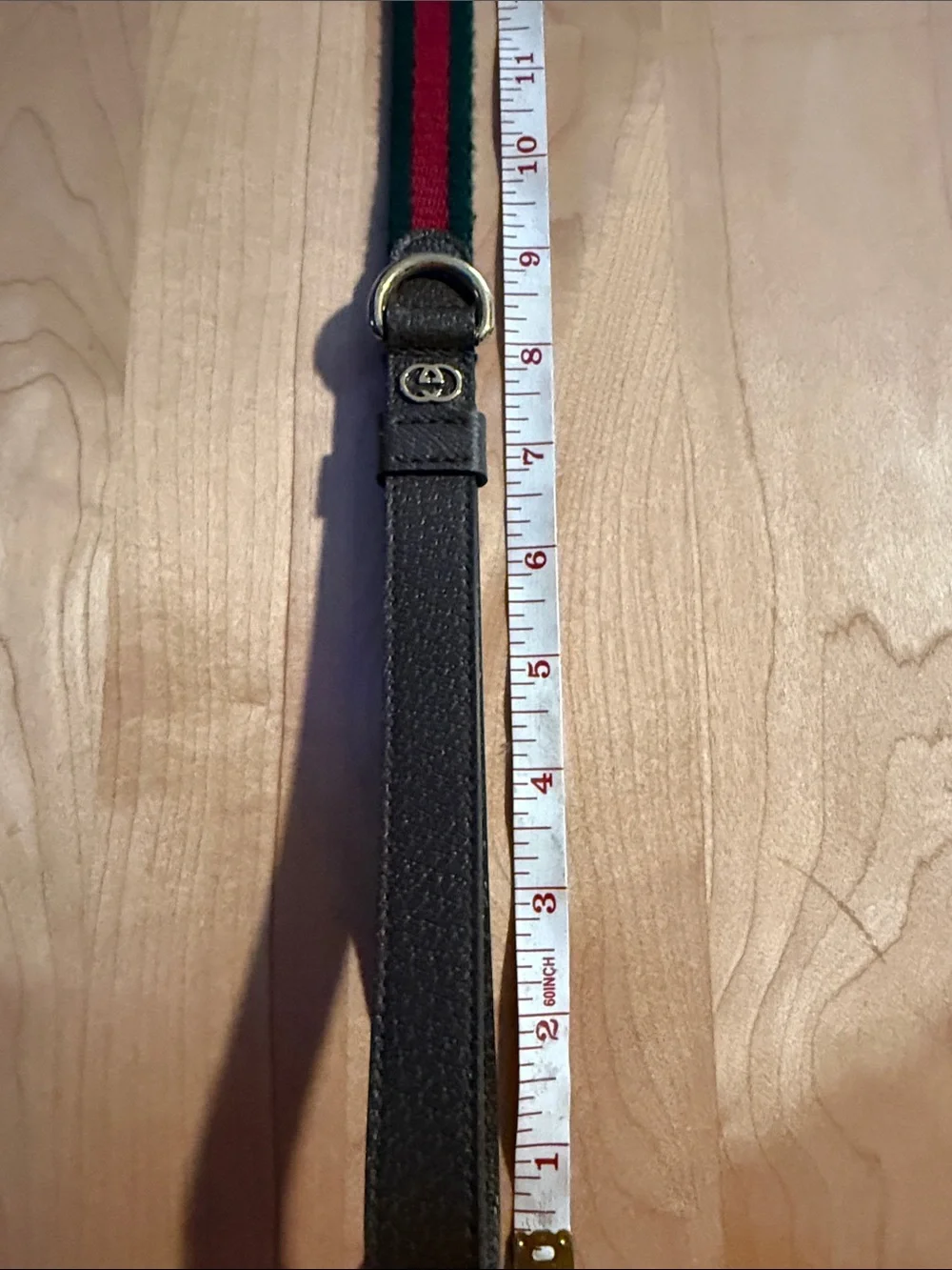 Gucci Green-Red Stripe Leather Dog Leash
